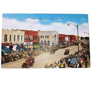 Rocky Ford Colorado Postcard Linen Main Street Fair Day 27087N Unposted 1930-44